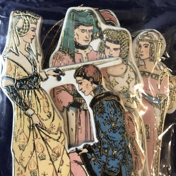B Shackman Medieval Costume Christmas Hanging Ornaments Double Sided Pkg of 6 - Picture 3 of 7